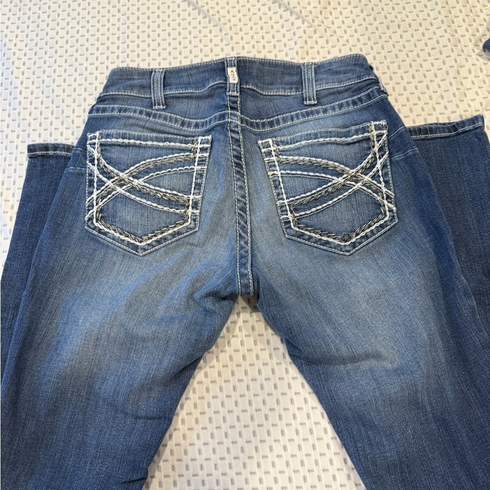 Ariat Blue Boot Cut Jeans with Decorative Stitching
